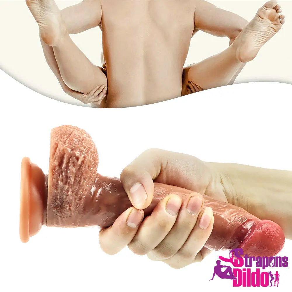 8.66in Real Big Silicone Suction Cup Soft Anal Lifelike Dildo With Veins - Strap ons Dildo