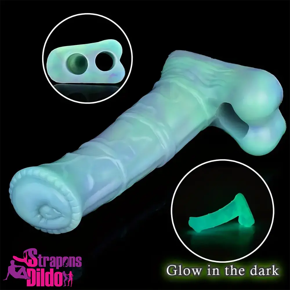 7.78in Liquid Silicone Fantasy Horse Glowing Luminous Animal Dildo Strap ons Dildo