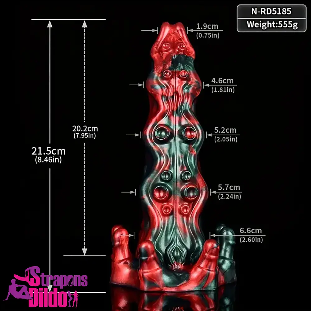 8.46in Red Devils Fantasy Big Monster Silicone Soft Dildo Anal Vaginal Toy Strap ons Dildo