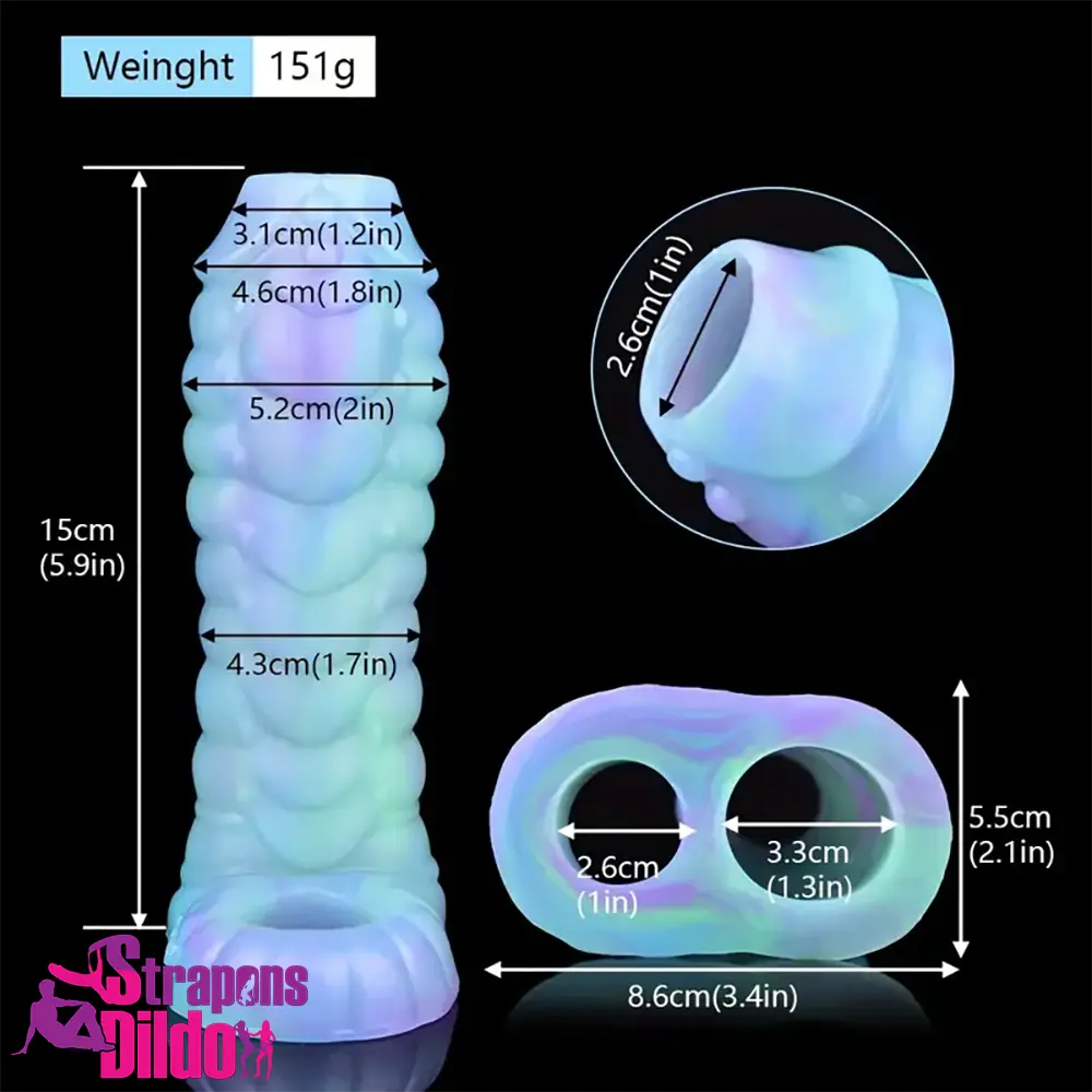 5.39in Silicone Soft Dildo Sleeve Snake Luminous Penis Enlargement Strap ons Dildo