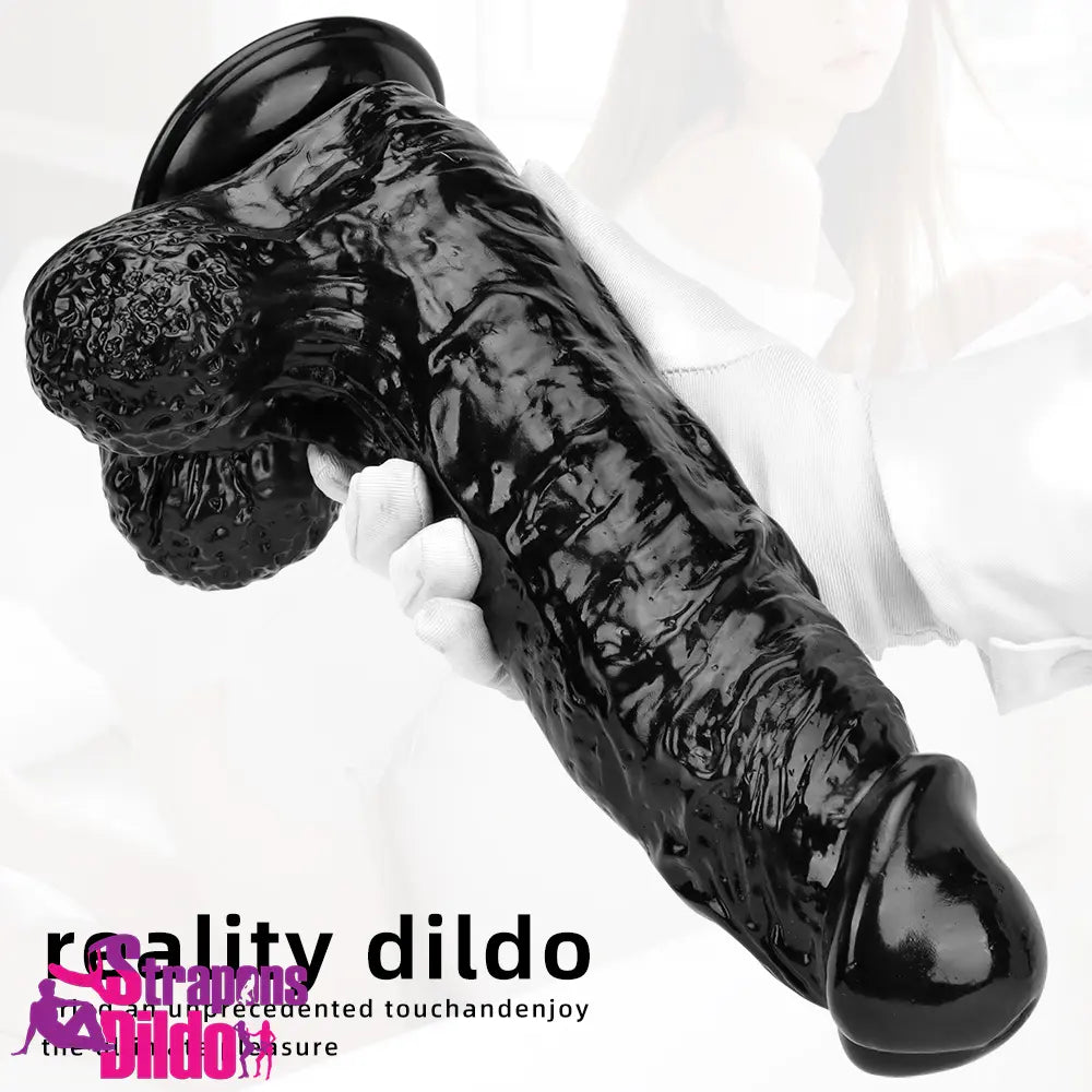 12.2in Super Big Thick Realistic Black Dildo BDSM Real Cock Sex Toy Strap ons Dildo