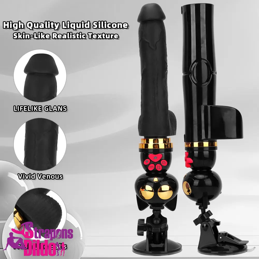 7.87in Cat Heating Thrusting Vibrating Remote Dildo Fucking Sex Machine Strap ons Dildo