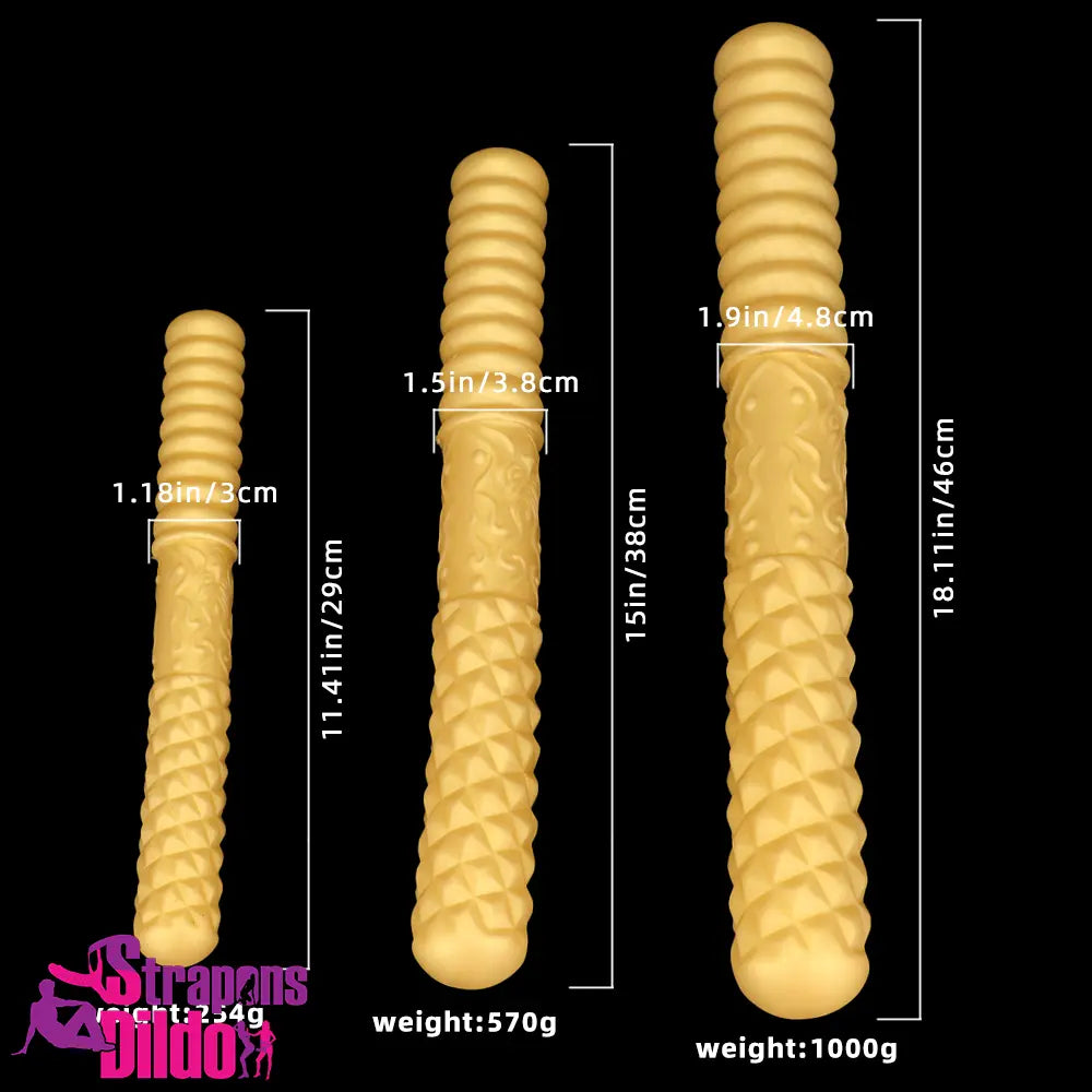 11.41in 15in 18.11in Large Soft Long Silicone Dual Ended Golden Dildo Strap ons Dildo