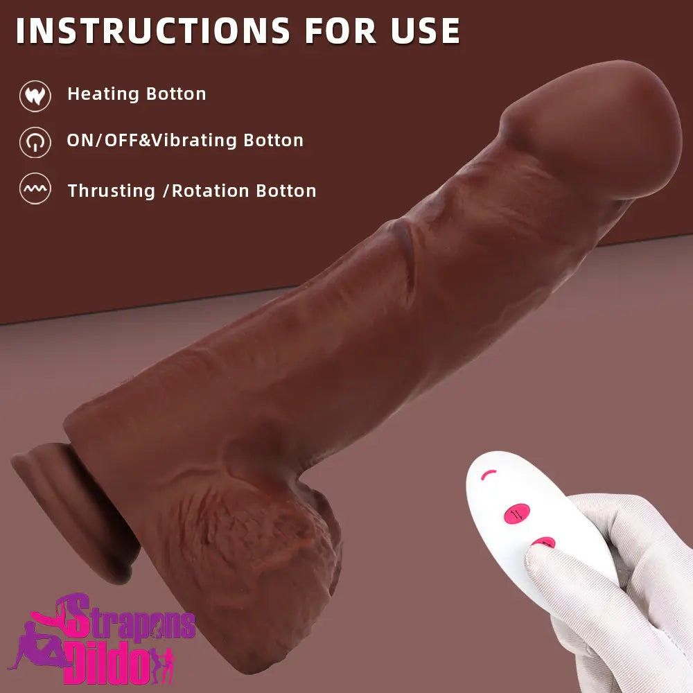 9.84in Remote Control Auto Heating Thrusting Vibrating Big Real Dildo Strap ons Dildo