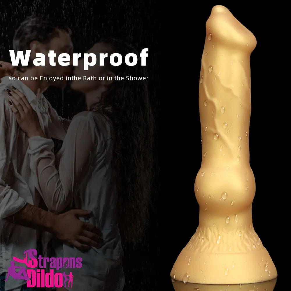 3.81in 7.48in Gold Silicone Soft Small Dog Knot Dildo Adult Erotic Toy Strap ons Dildo