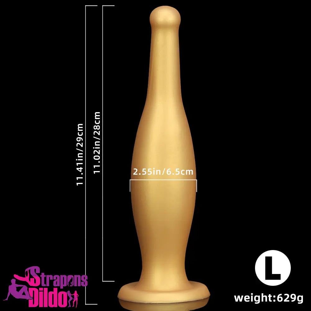 6.7in 11.41in Gold Beer Bottle Odd Silicone Soft Big Anal Butt Plug Dildo Strap ons Dildo