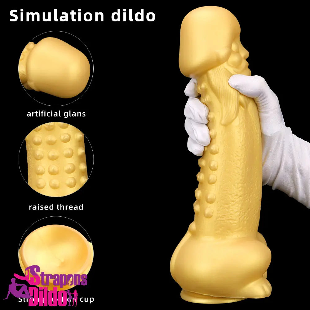 11.8in Liquid Large Soft Silicone Fantasy Thick Gold Anal Odd Dildo Strap ons Dildo