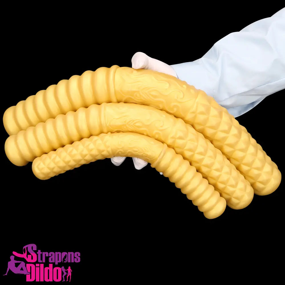 11.41in 15in 18.11in Large Soft Long Silicone Dual Ended Golden Dildo Strap ons Dildo