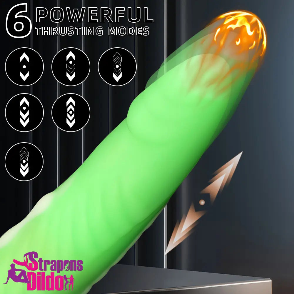 9.84in Big Smart Heating Thrusting Vibrating Remote Auto Green Dildo Strap ons Dildo