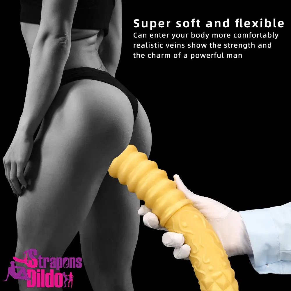 11.41in 15in 18.11in Large Soft Long Silicone Dual Ended Golden Dildo Strap ons Dildo