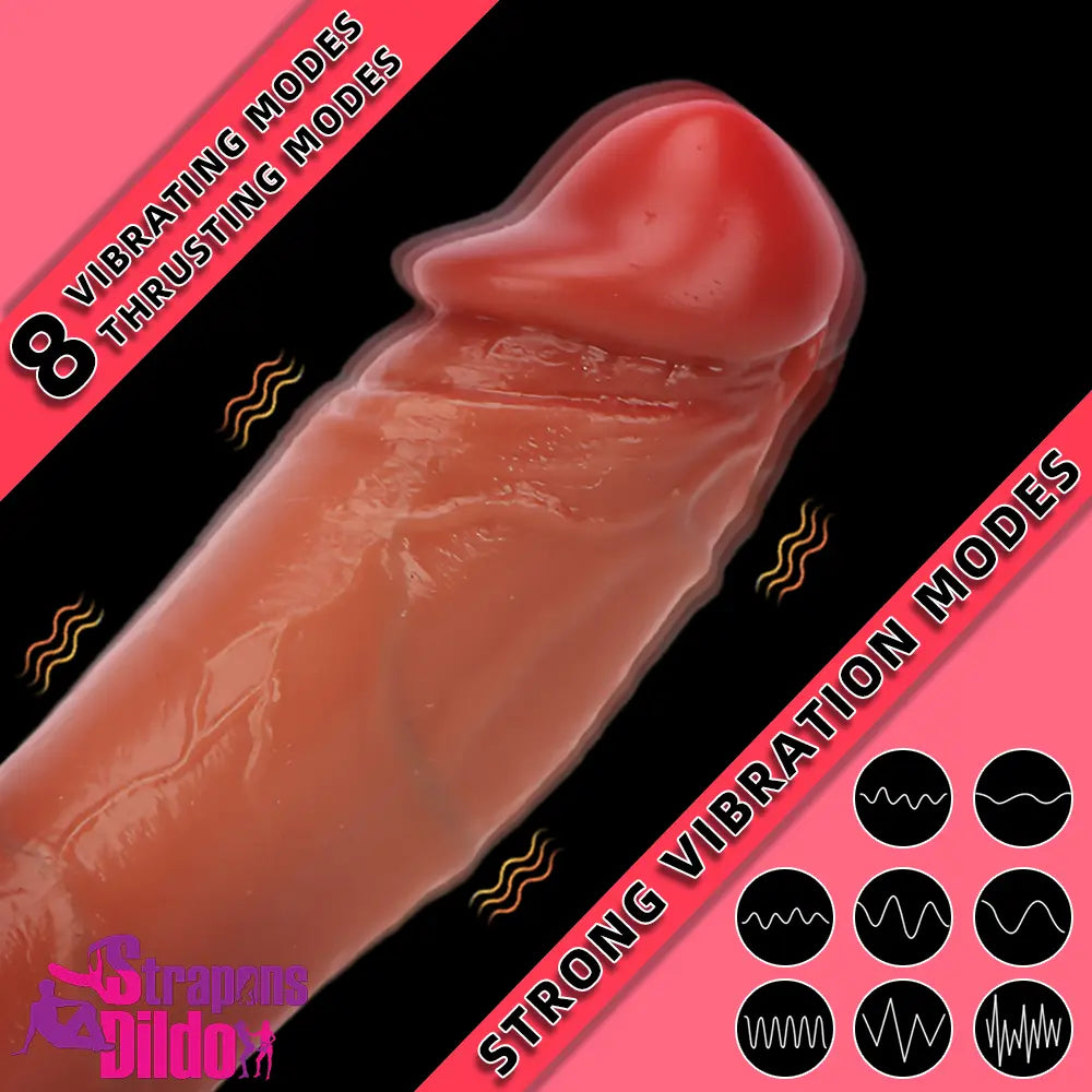 9.05in Realistic Auto Heating Thrusting Vibrating Dildo For Adult Toy Strap ons Dildo