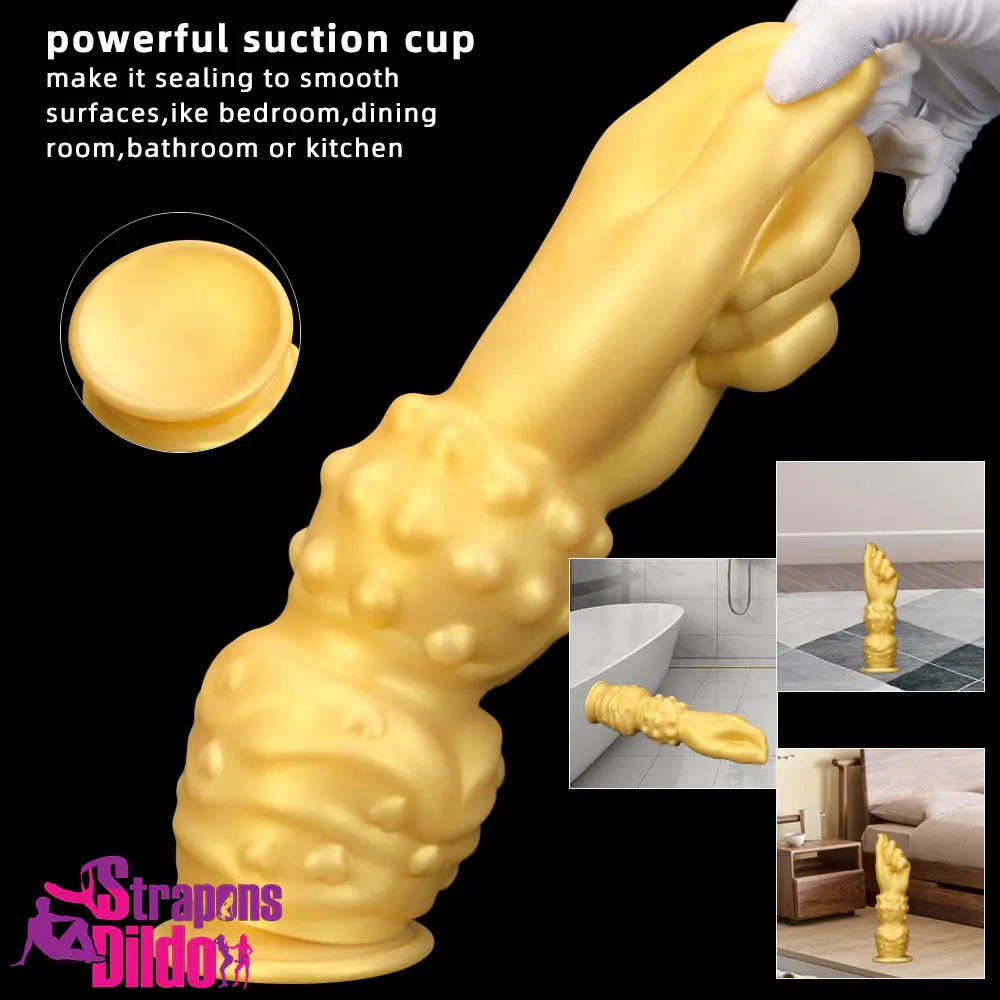 7.87in 10.82in 14in Thick Large Silicone Soft Hands Fist Golden Dildo Strap ons Dildo