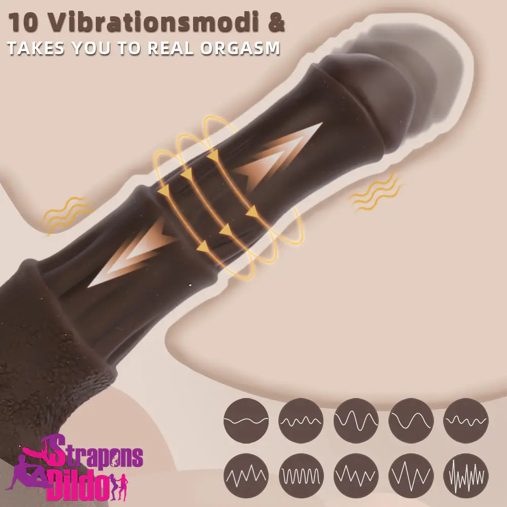 9.05in 4in1 Heating Thrusting Vibrating Rotation Remote Horse Real Dildo Strap ons Dildo