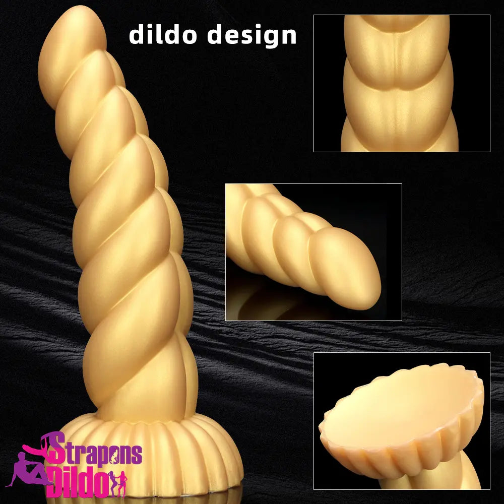 5.51in 7.87in 10.23in Gold Silicone Soft Fantasy Dildo Vagina Orgasm Strap ons Dildo