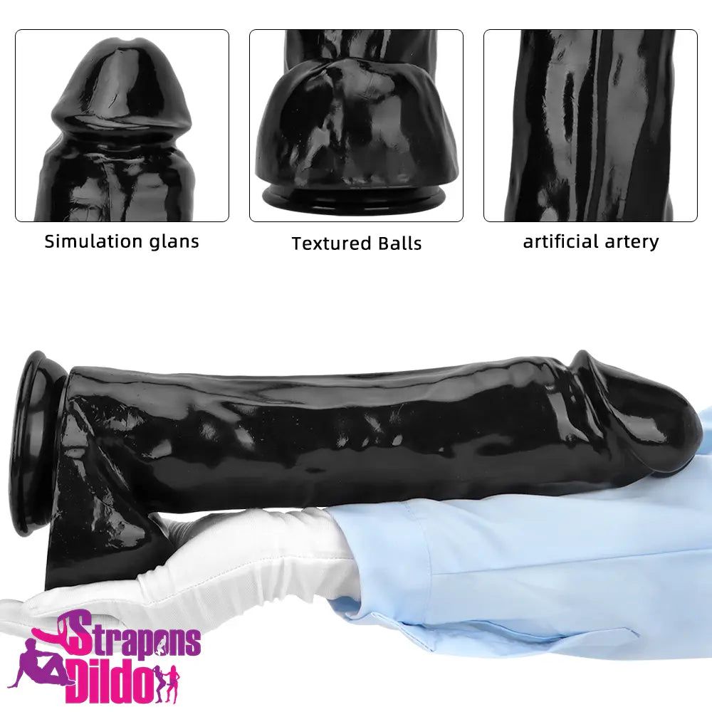 14.37in Large Thick Black Dildo For Anal Vaginal Expansion Adult Toy Strap ons Dildo