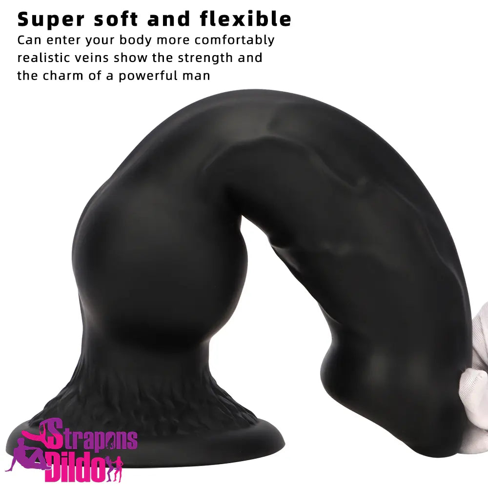 7.28in 7.48in 9.64in 10.62in 13in Big Black Silicone Dog Cock Knot Dildo Strap ons Dildo