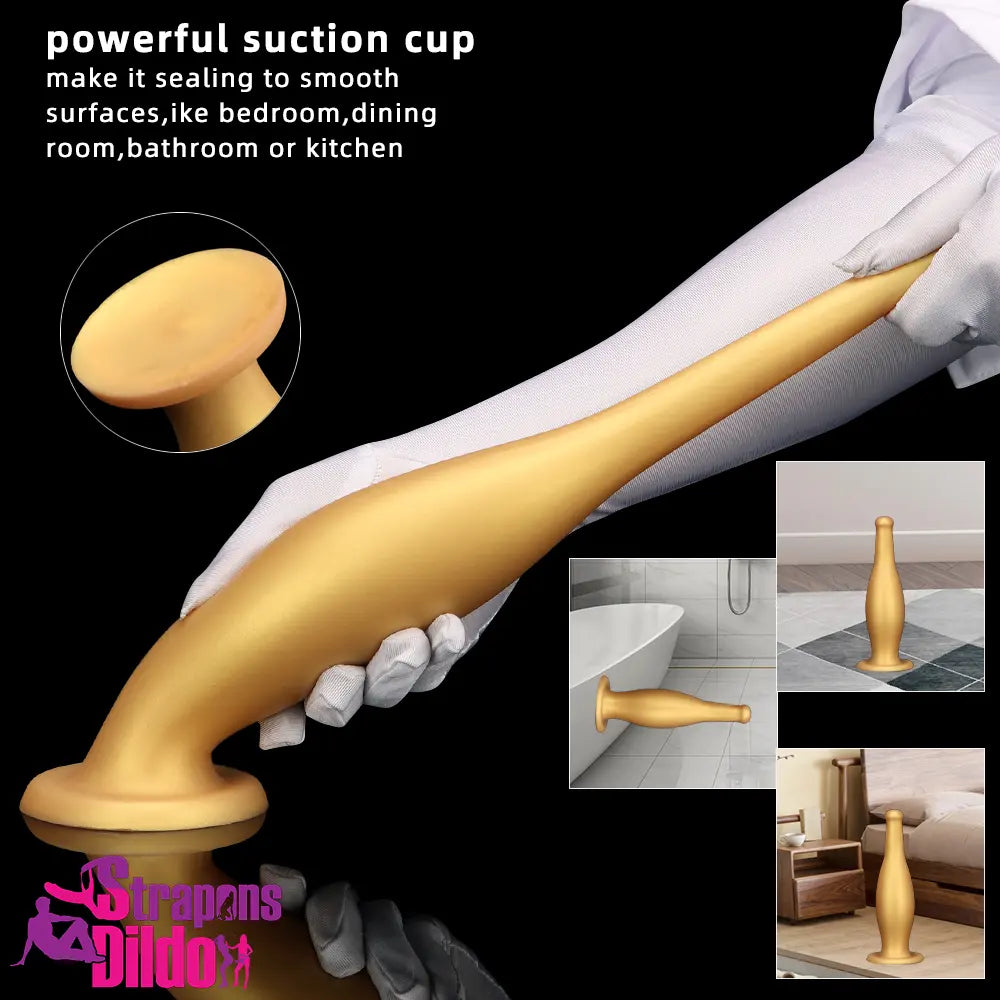 6.7in 11.41in Gold Beer Bottle Odd Silicone Soft Big Anal Butt Plug Dildo Strap ons Dildo