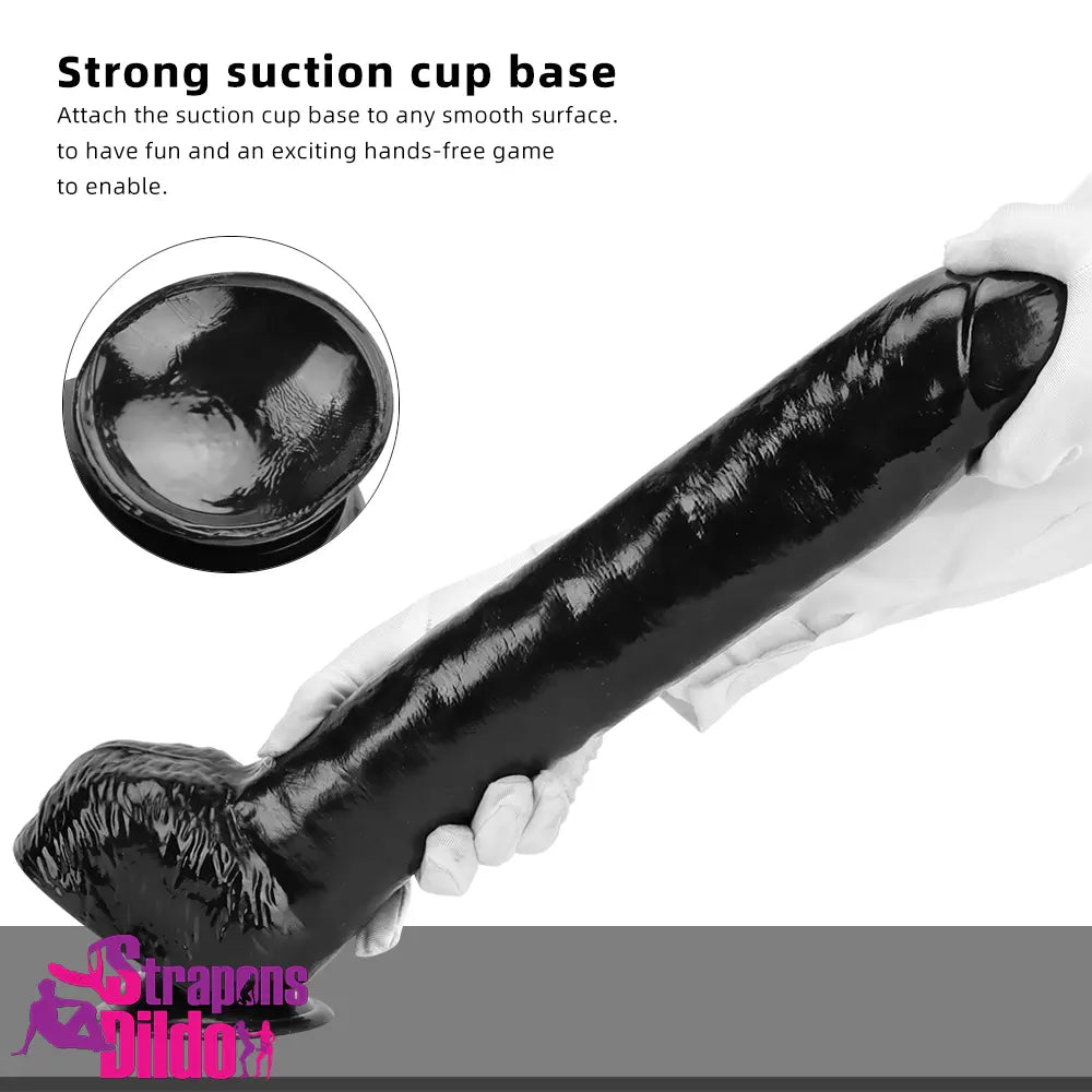 15.74in Extra Big Long Black Dildo Real BDSM Masturbation Sex Toy Strap ons Dildo