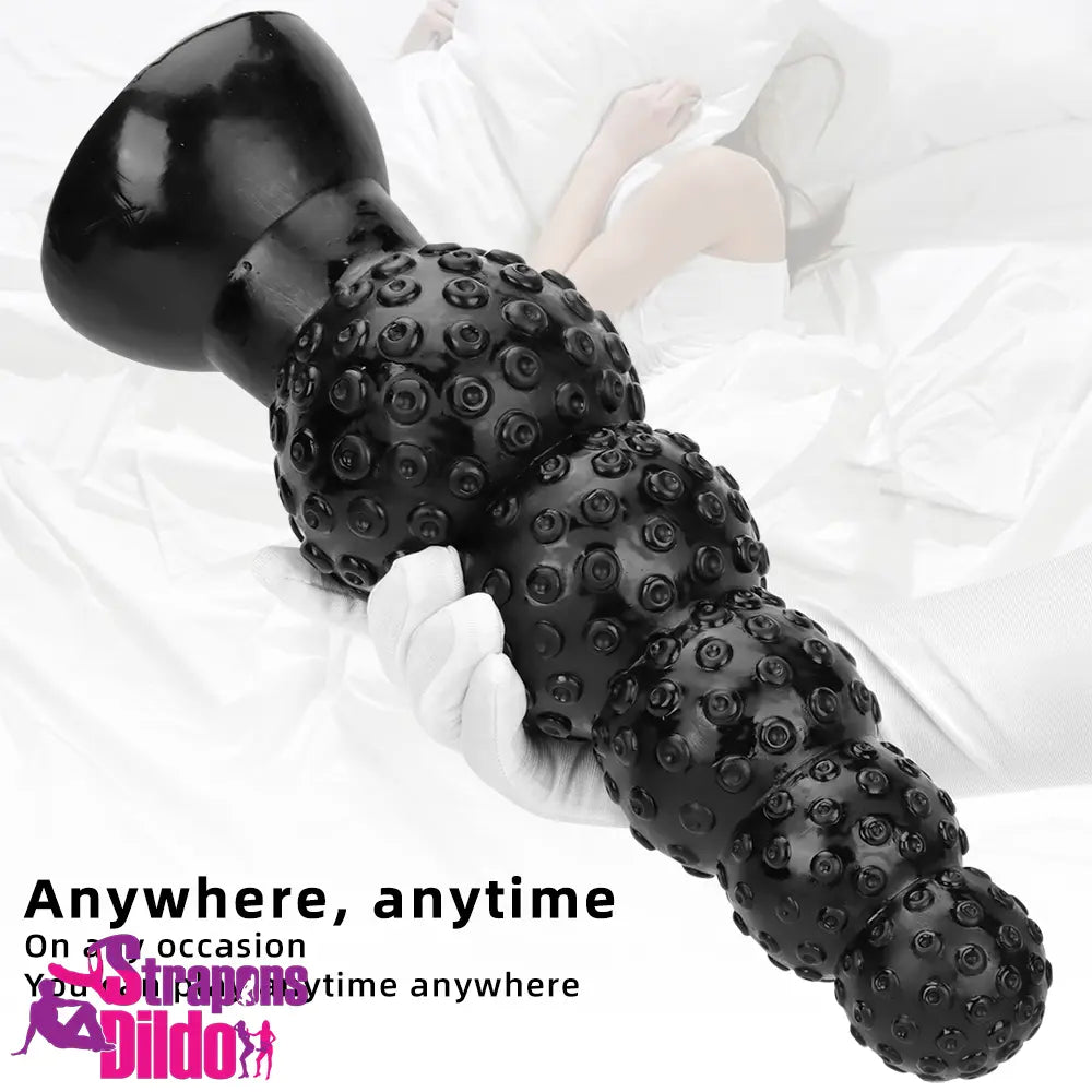 9.84in 13.38in 13.78in 15.74in Big Long Thick Black Beads Butt Plug Dildo Strap ons Dildo