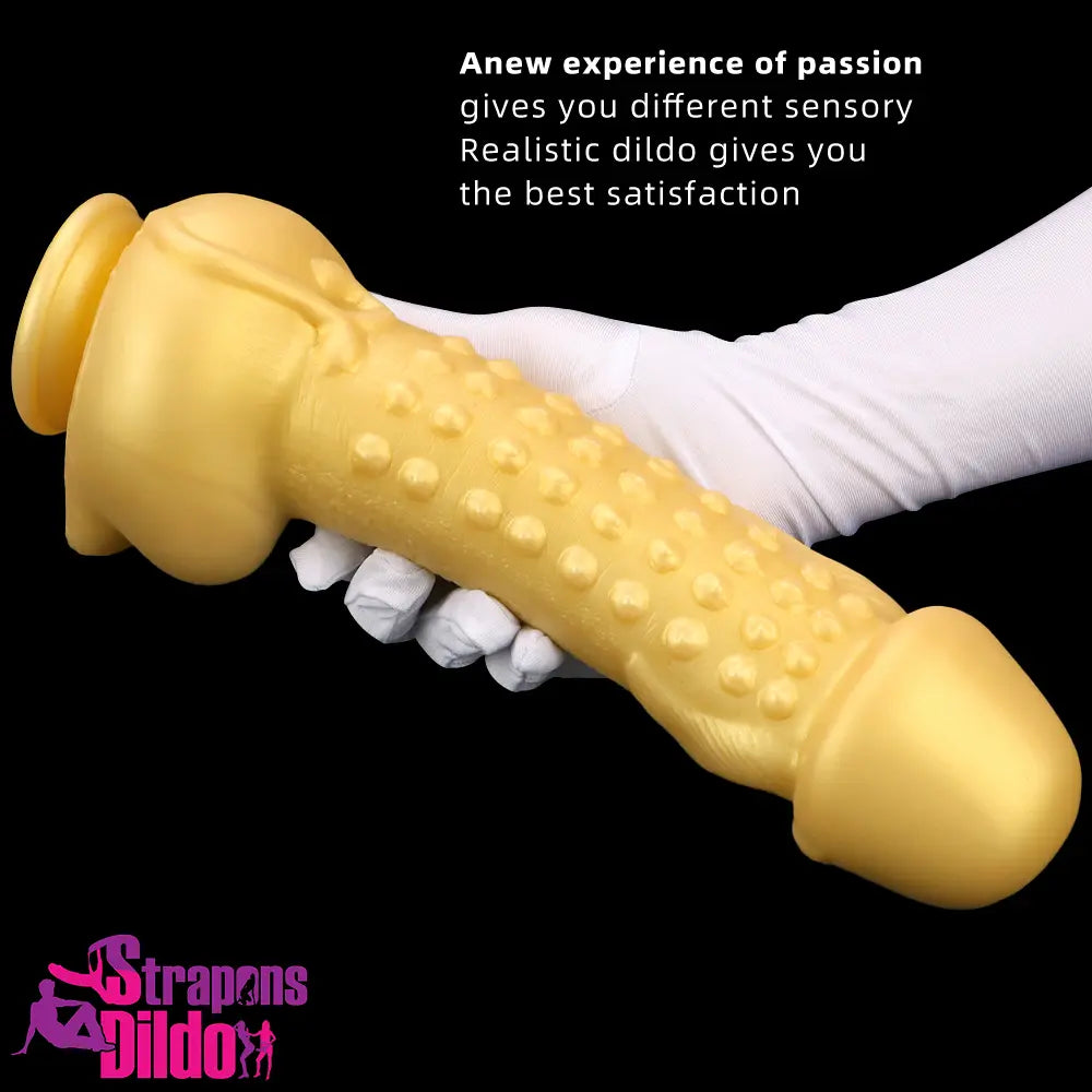 11.8in Liquid Large Soft Silicone Fantasy Thick Gold Anal Odd Dildo Strap ons Dildo