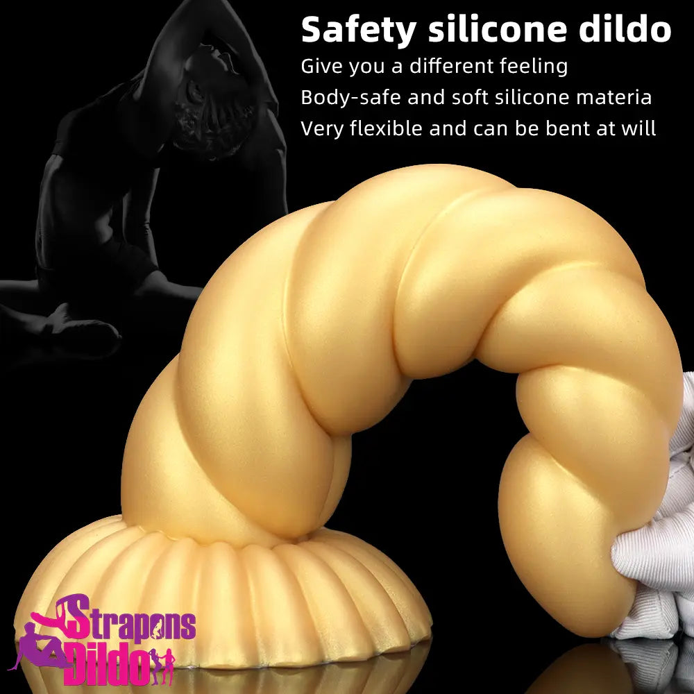 5.51in 7.87in 10.23in Gold Silicone Soft Fantasy Dildo Vagina Orgasm Strap ons Dildo