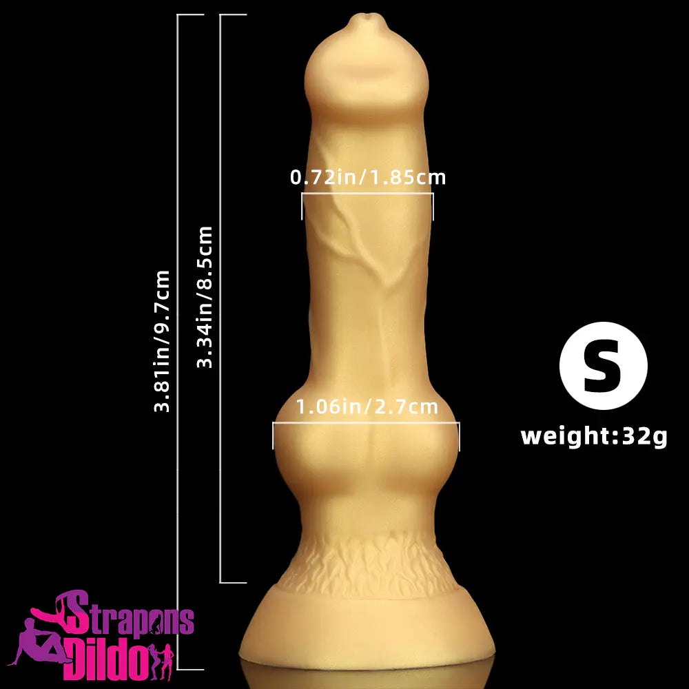 3.81in 7.48in Gold Silicone Soft Small Dog Knot Dildo Adult Erotic Toy Strap ons Dildo