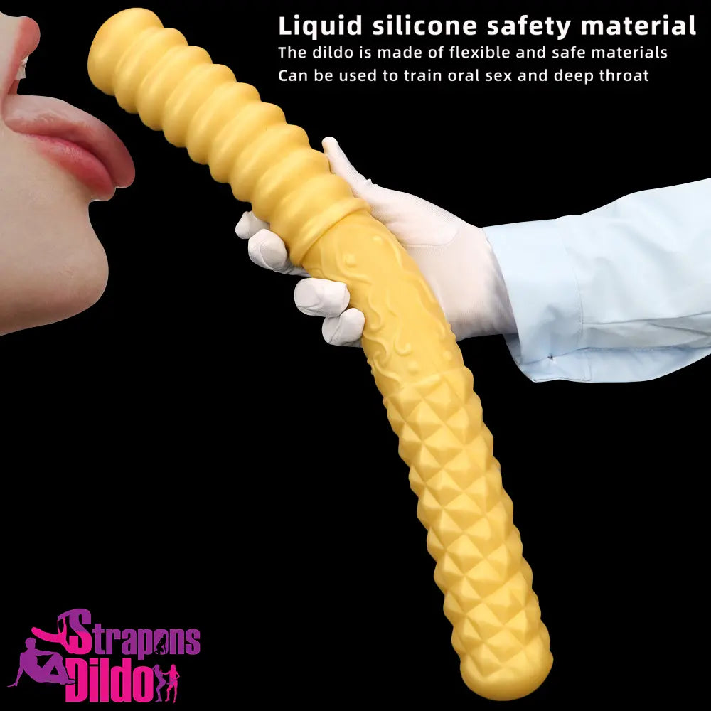 11.41in 15in 18.11in Large Soft Long Silicone Dual Ended Golden Dildo Strap ons Dildo