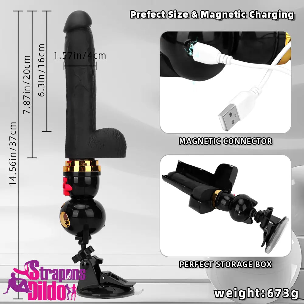 7.87in Cat Heating Thrusting Vibrating Remote Dildo Fucking Sex Machine Strap ons Dildo