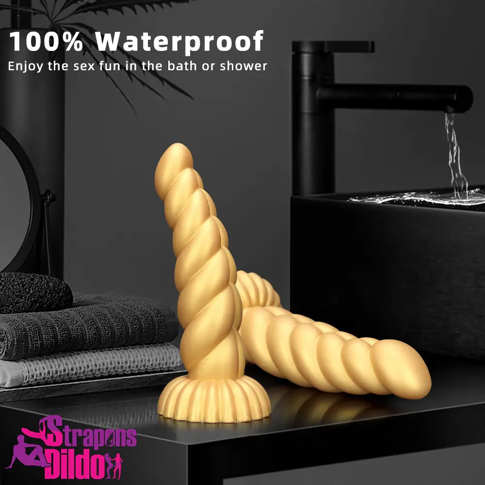 5.51in 7.87in 10.23in Gold Silicone Soft Fantasy Dildo Vagina Orgasm Strap ons Dildo