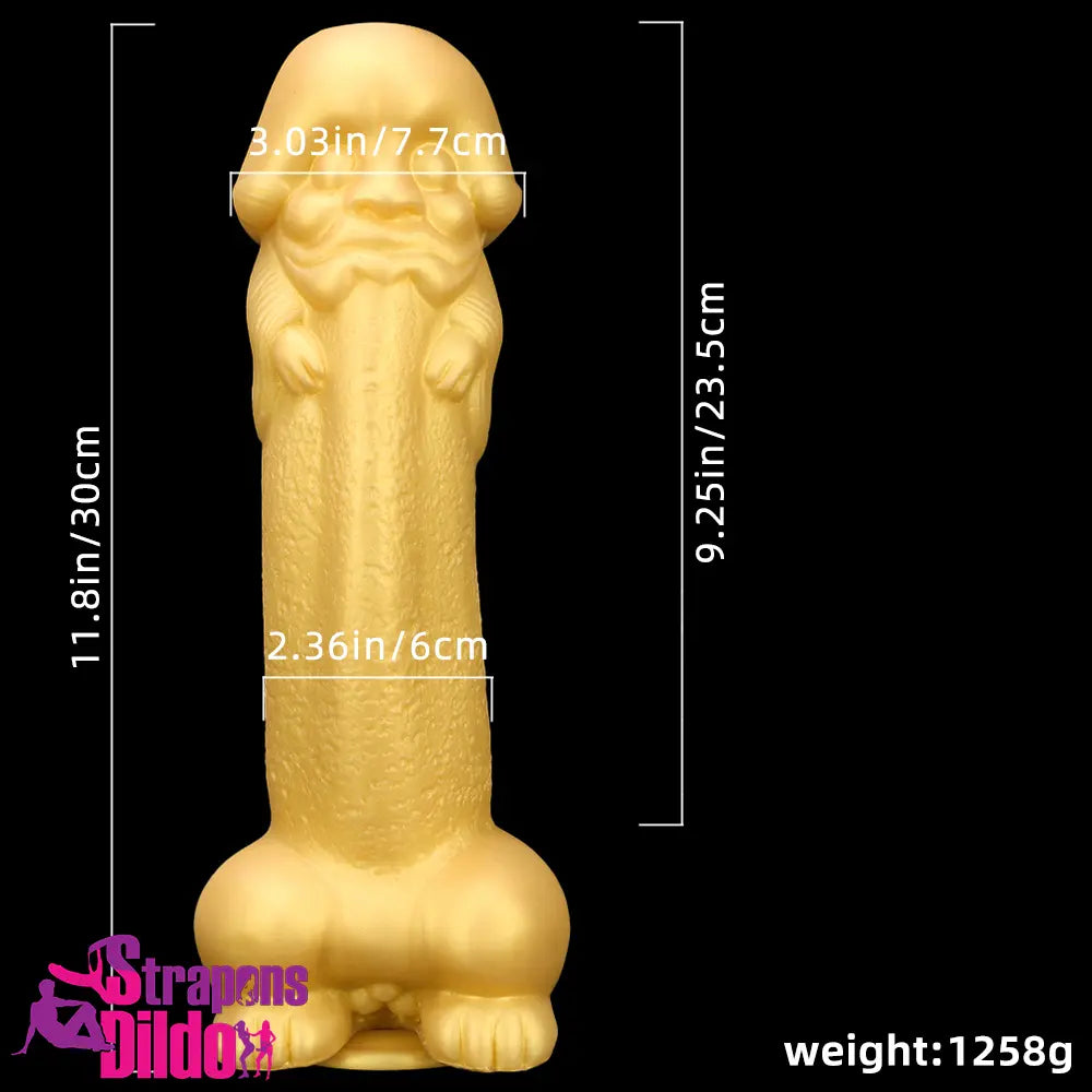 11.8in Liquid Large Soft Silicone Fantasy Thick Gold Anal Odd Dildo Strap ons Dildo