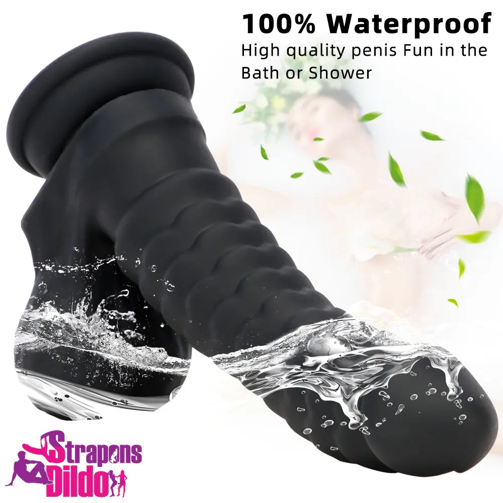 8.07in Big Black Odd Dual Layer Silicone Soft Scale Caterpillar Dildo Strap ons Dildo