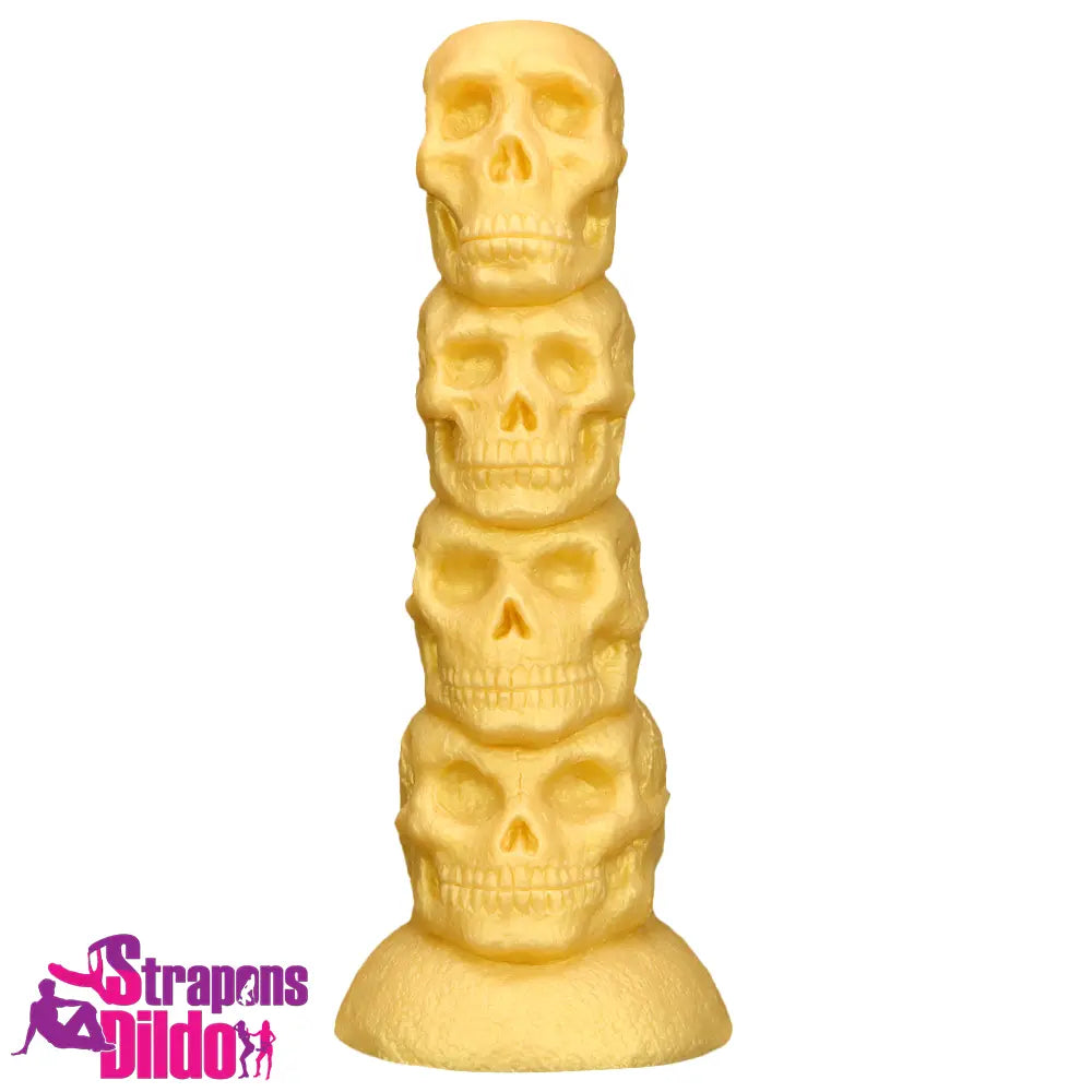 14.37in Large Soft Long Thick Golden Fantasy Silicone Scary Skull Dildo Strap ons Dildo