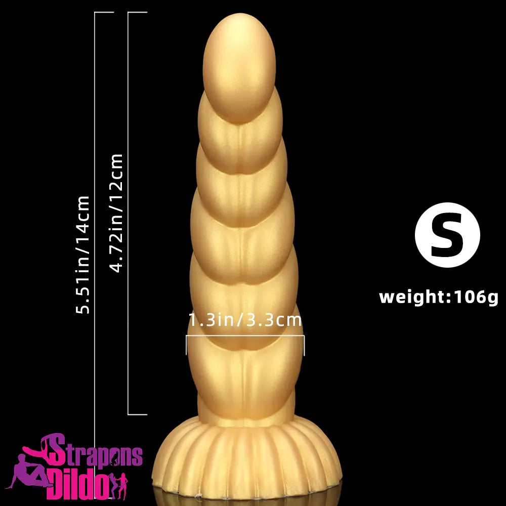 5.51in 7.87in 10.23in Gold Silicone Soft Fantasy Dildo Vagina Orgasm Strap ons Dildo