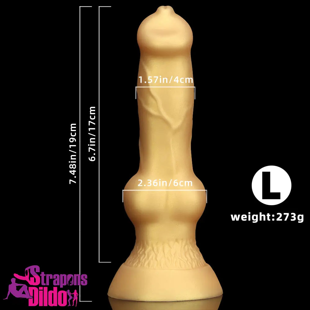 3.81in 7.48in Gold Silicone Soft Small Dog Knot Dildo Adult Erotic Toy Strap ons Dildo