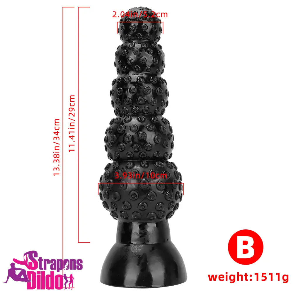 9.84in 13.38in 13.78in 15.74in Big Long Thick Black Beads Butt Plug Dildo Strap ons Dildo