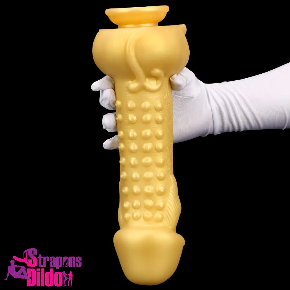 11.8in Liquid Large Soft Silicone Fantasy Thick Gold Anal Odd Dildo Strap ons Dildo