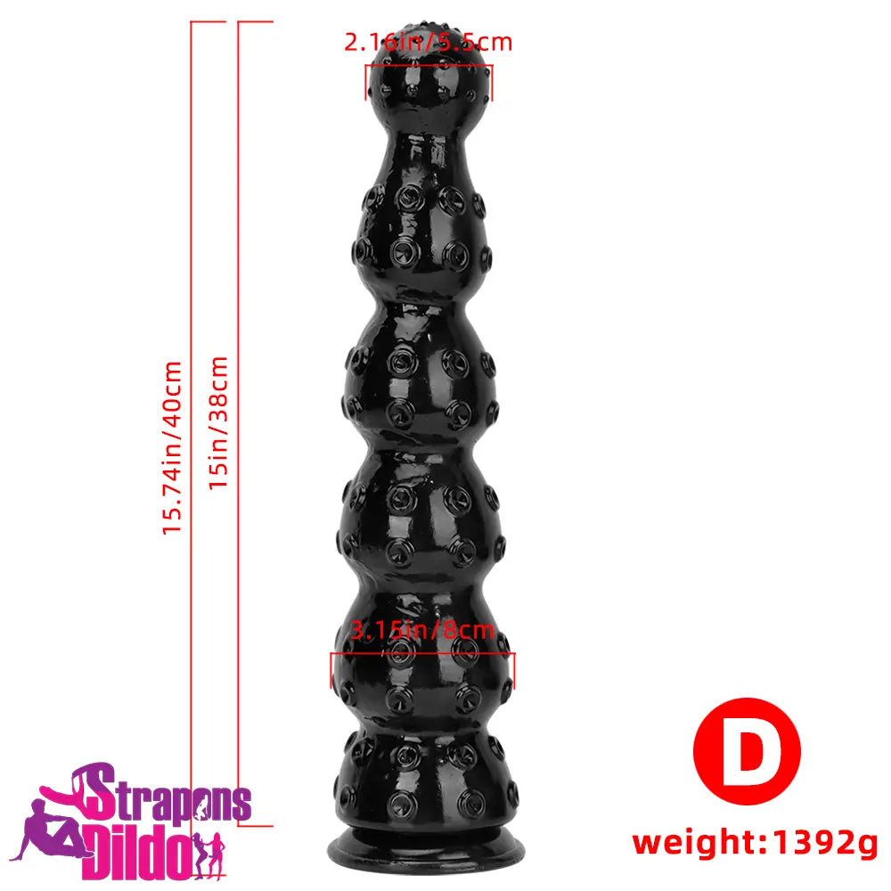 9.84in 13.38in 13.78in 15.74in Big Long Thick Black Beads Butt Plug Dildo Strap ons Dildo