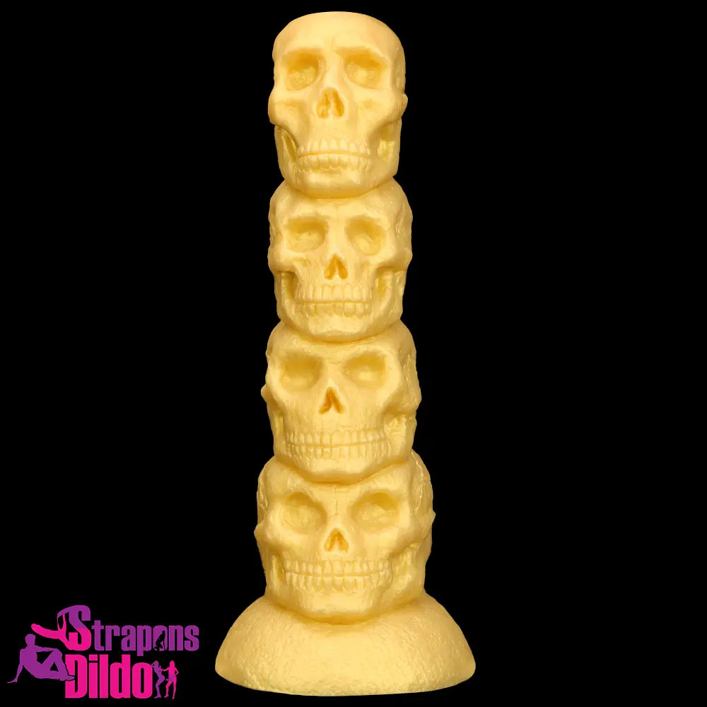 14.37in Large Soft Long Thick Golden Fantasy Silicone Scary Skull Dildo Strap ons Dildo