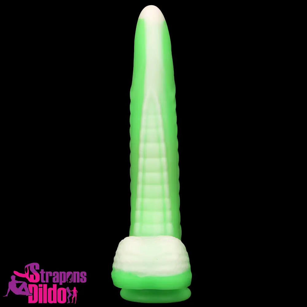 9.84in Big Smart Heating Thrusting Vibrating Remote Auto Green Dildo Strap ons Dildo