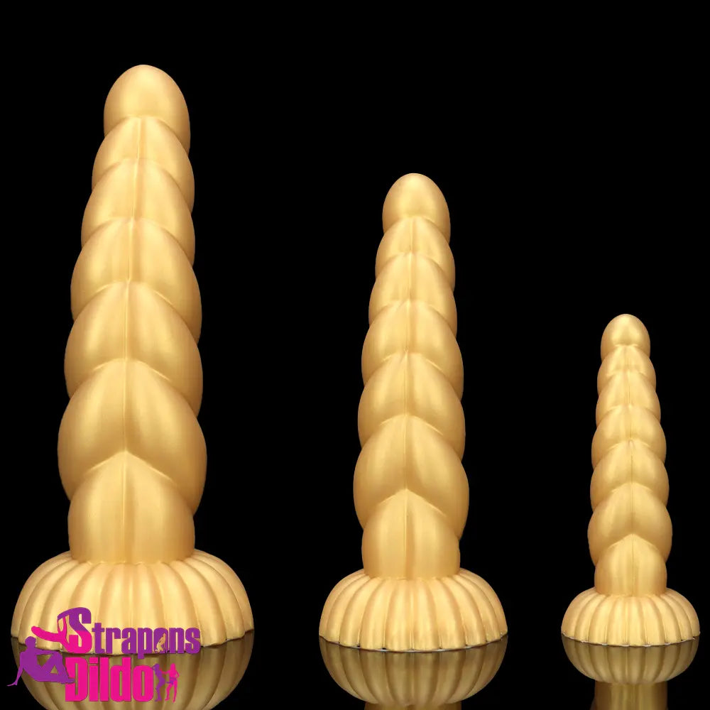 5.51in 7.87in 10.23in Gold Silicone Soft Fantasy Dildo Vagina Orgasm Strap ons Dildo