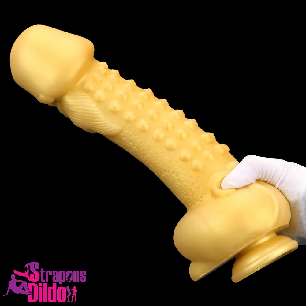 11.8in Liquid Large Soft Silicone Fantasy Thick Gold Anal Odd Dildo Strap ons Dildo