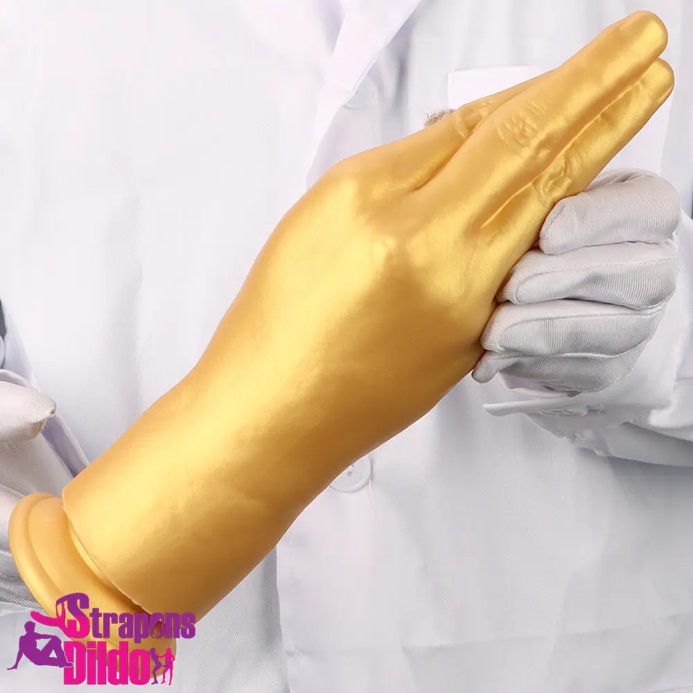 6.3in 8.66in 11.02in Gold Hands Silicone Soft Big Adult Erotic Fist Dildo Strap ons Dildo