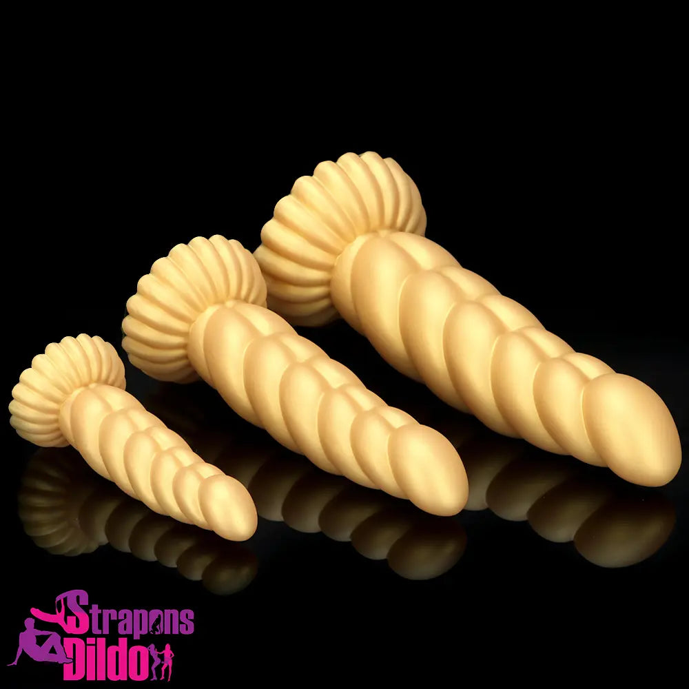 5.51in 7.87in 10.23in Gold Silicone Soft Fantasy Dildo Vagina Orgasm Strap ons Dildo