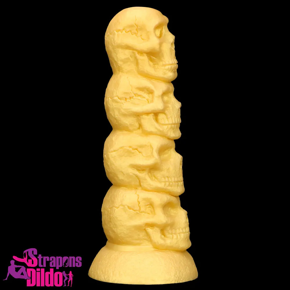 14.37in Large Soft Long Thick Golden Fantasy Silicone Scary Skull Dildo Strap ons Dildo