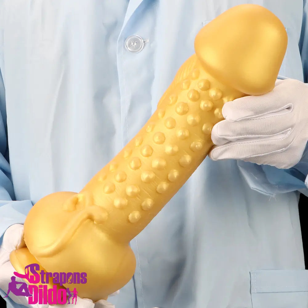 11.8in Liquid Large Soft Silicone Fantasy Thick Gold Anal Odd Dildo Strap ons Dildo