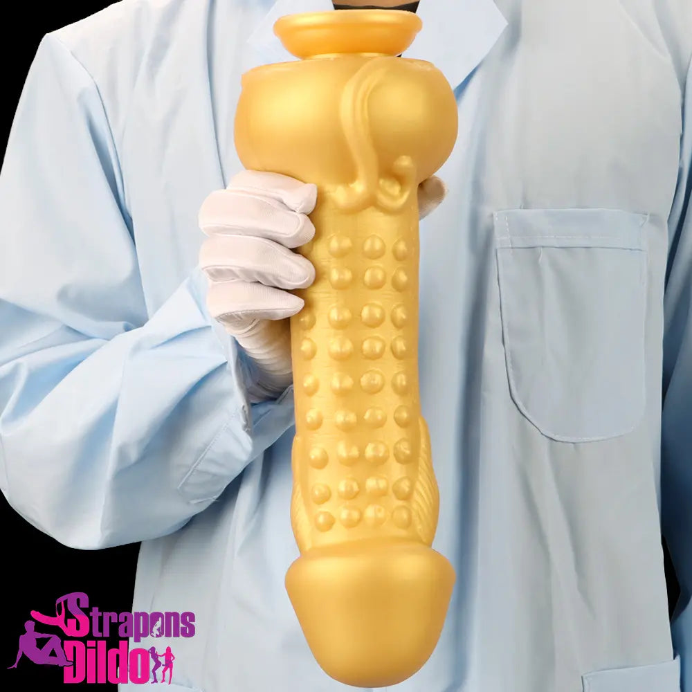 11.8in Liquid Large Soft Silicone Fantasy Thick Gold Anal Odd Dildo Strap ons Dildo