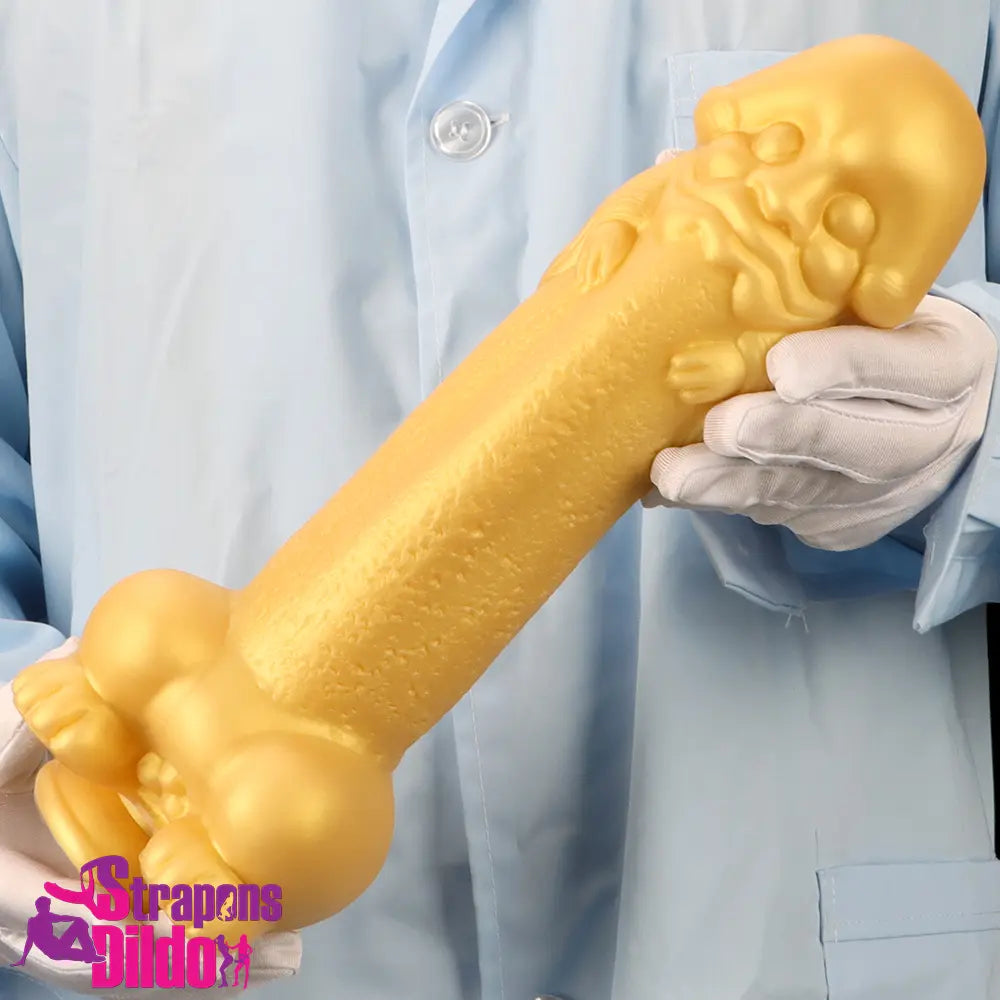 11.8in Liquid Large Soft Silicone Fantasy Thick Gold Anal Odd Dildo Strap ons Dildo