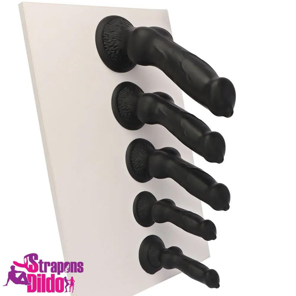 7.28in 7.48in 9.64in 10.62in 13in Big Black Silicone Dog Cock Knot Dildo Strap ons Dildo