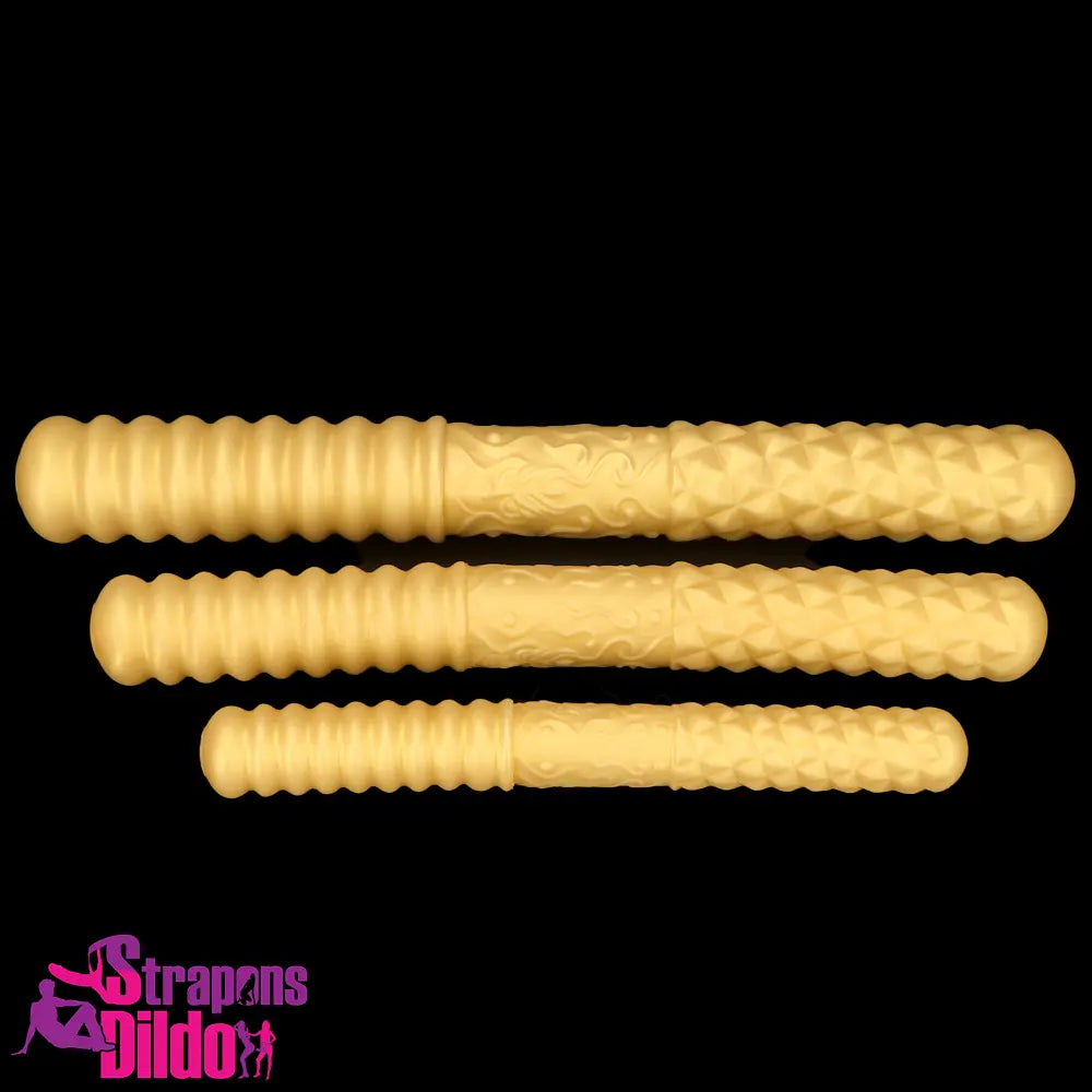 11.41in 15in 18.11in Large Soft Long Silicone Dual Ended Golden Dildo Strap ons Dildo