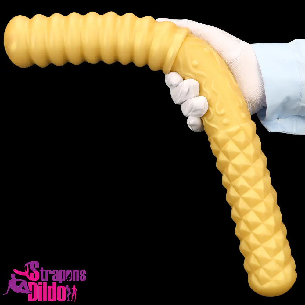 11.41in 15in 18.11in Large Soft Long Silicone Dual Ended Golden Dildo Strap ons Dildo